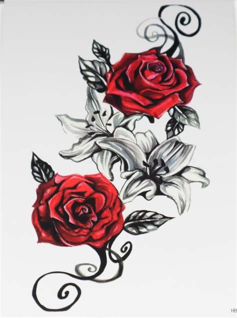 Temporary Red Rose Tattoos Rose Blooming Tattoo Rose Tattoo Rose