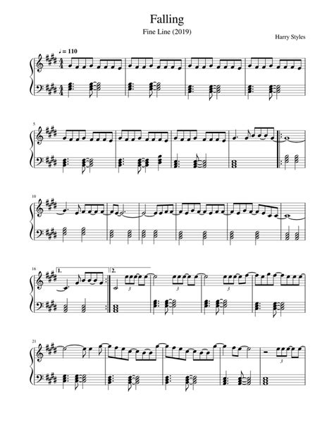 Falling By Harry Styles Sheet Music For Piano Solo Easy