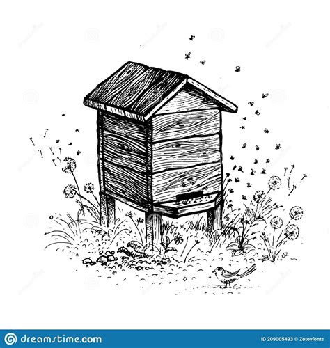 Beehive Drawing Beehive Art Bee Drawing Vintage Bee Hive Honey Logo