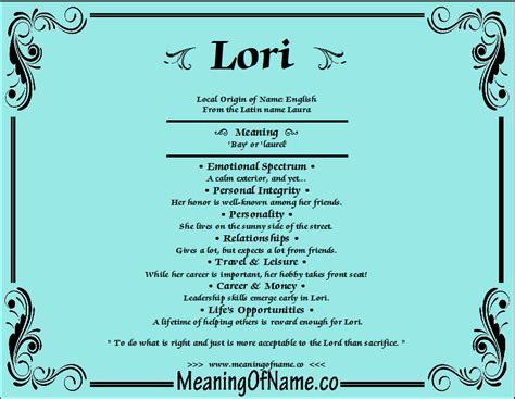 Lori Meaning Of Name