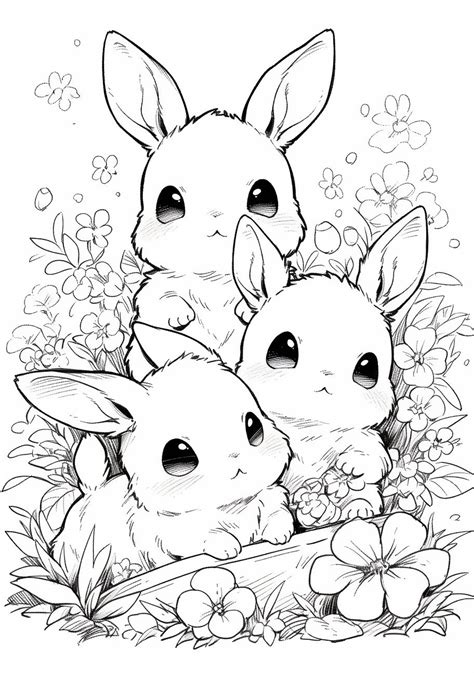 Coloring Page, for Children, Baby Rabbits - Etsy