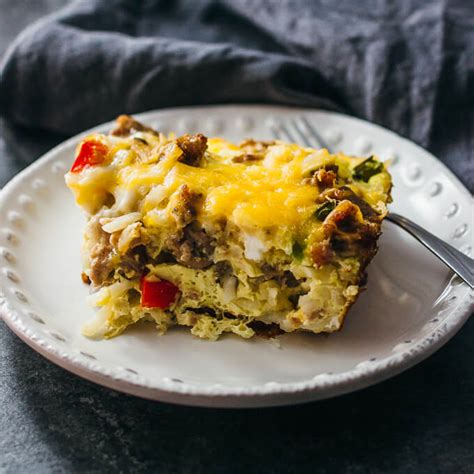 Easy Breakfast Casserole With Sausage And Hash Browns Savory Tooth