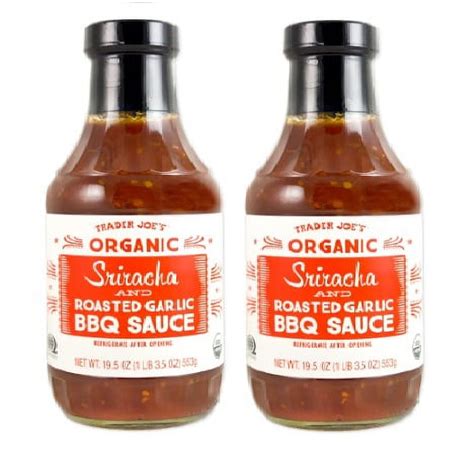2 Pack Trader Joes Organic Sriracha And Roasted Garlic Bbq Sauce195 Oz