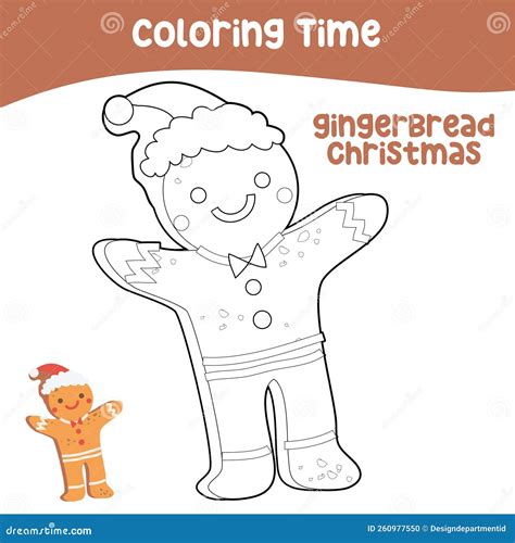 Coloring Page for Toddlers with Christmas Theme. the Gingerbread