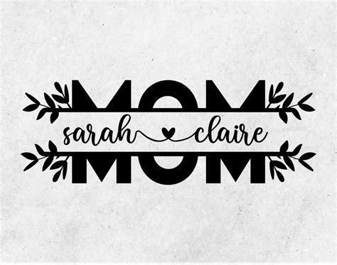 Custom Mom Svg Mom Split Monogram Svg Wreath Mom With Names - Etsy