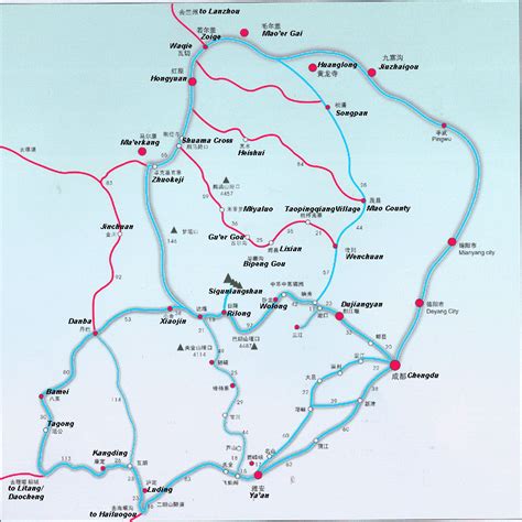 Jiuzhaigou China Map