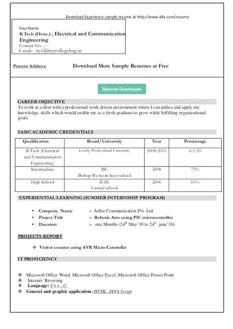 Profile picture and profile description, work experience, education and a list of skills. Resume Format Free Download In Ms Word - BEST RESUME EXAMPLES