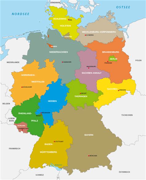 Die staatsgrenzen deutschlands, die grenze der bundesländer deutschlands. Abkürzungen der Bundesländer in Deutschland (Tabelle)