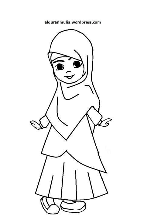 Mewarnai Gambar Wanita Hijab Muslimah Kartun Imagesee
