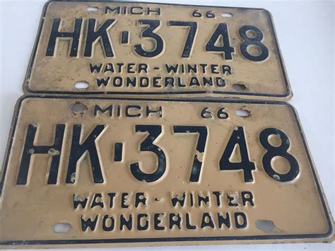 Vintage 1966 Michigan License Plates A Pair | Etsy | License plate