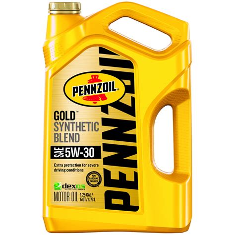 Pennzoil 5w 30 Gold Dexos Synthetic Blend Motor Oil 5 Quart Container