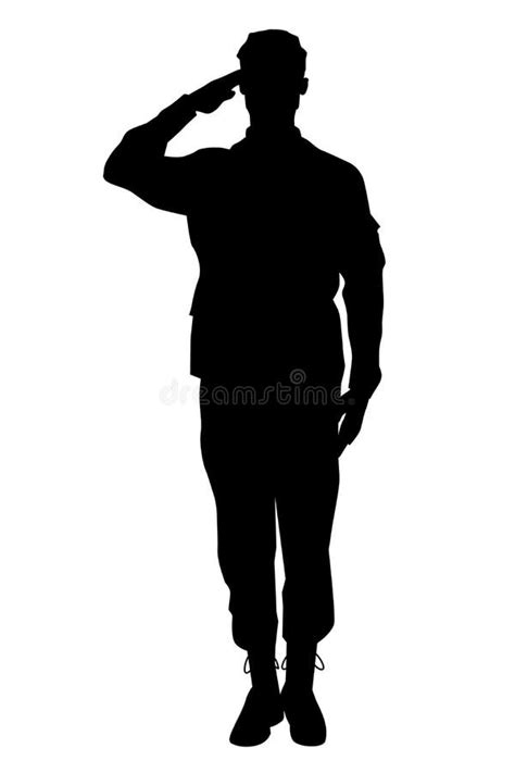 American Soldier Saluting Silhouette Stock Vector Illustration Of