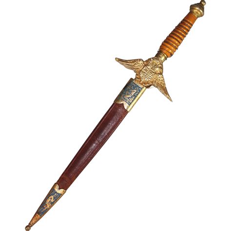 Vintage Ornate Letter Opener With Leather Sheath From