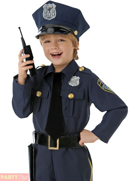 Boys Police Officer Costume Childrens Cop Fancy Dress Kids Uniform Book