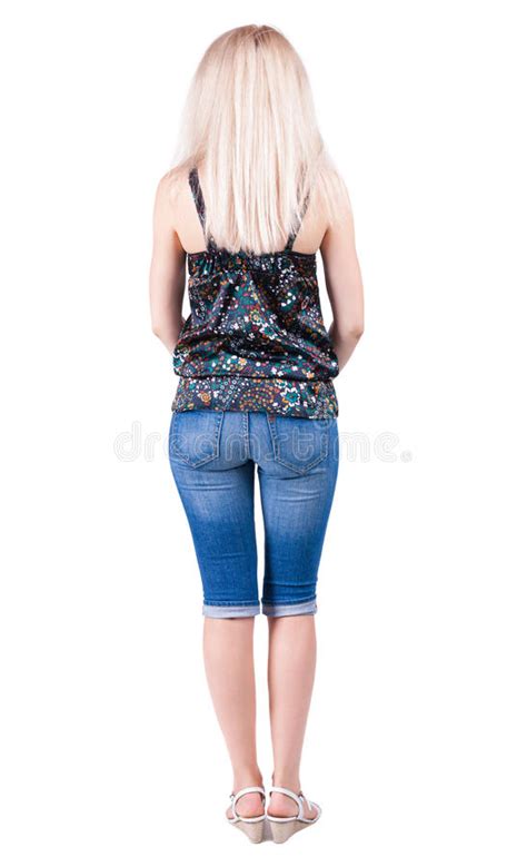 Back View Of Standing Young Beautiful Blonde Stock Image Image Of