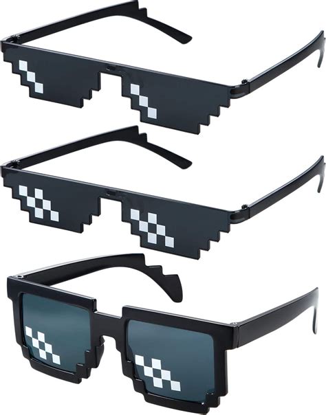 3 Pairs Pixel Sunglasses Thug Sunglasses Cool Thug Glasses Plastic Pixel Sunglasses Party