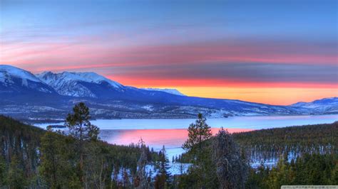 Mountain Lake Sunset Nature Ultra Hd Desktop Background