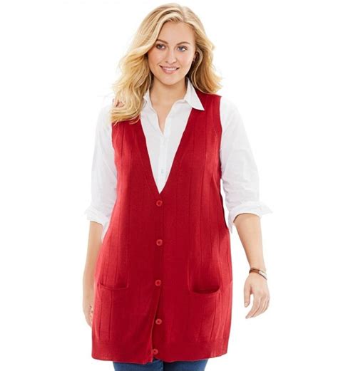 Womens Plus Size Fine Gauge Long Sweater Vest Charcoal Heather Grey Cy12j39hp35