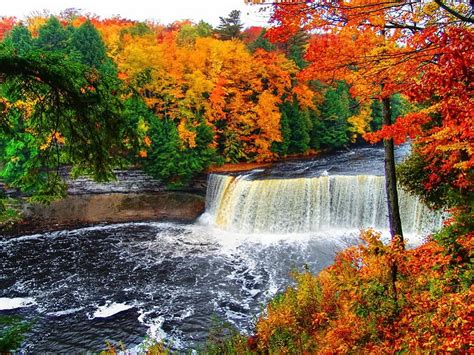 Free Download Tahquamenon Falls Pretty Stream Fall Autumn Lovely
