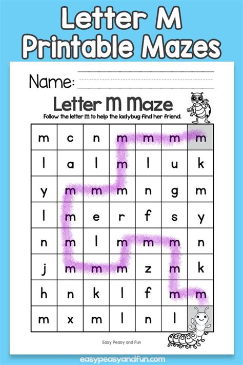 Letter M Mazes Kindergarten Phonics Worksheets Lettering Letter