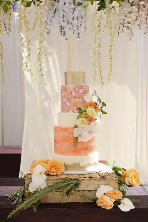 Wedding Cake Peach Color Weddingfn