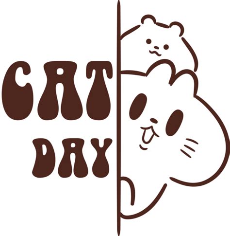International Cat Day Logo Cartoon Line For Cat Day For International