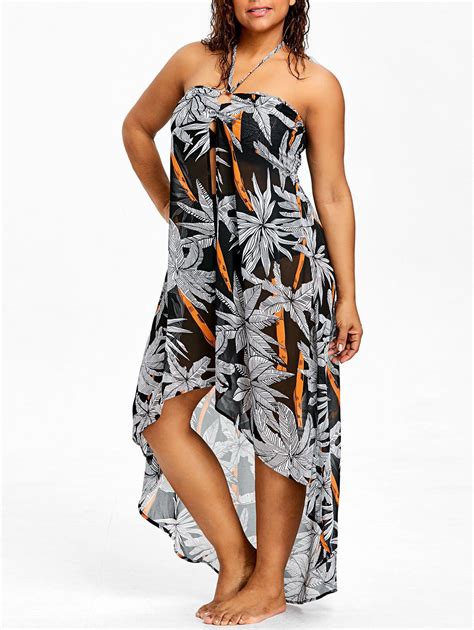 41 Off 2020 Plus Size Print High Low Beach Cover Ups In Colormix