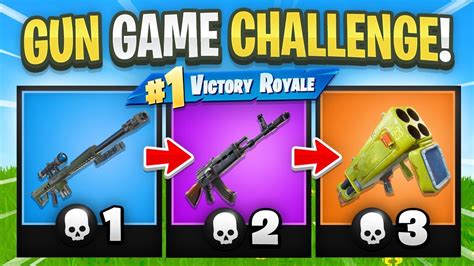 All scene's were directed to demonstrate the core concept of gameplay which is; GUN GAME CHALLENGE in Fortnite Battle Royale - YouTube
