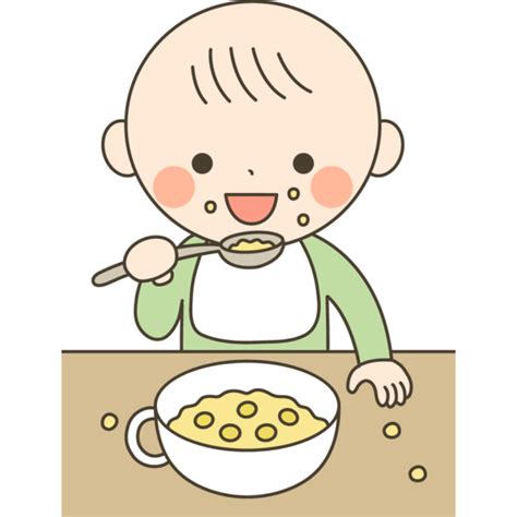 保育園で給食を食べている子供のかわいいイラスト画像素材（無料 フリー）