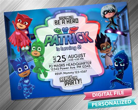 Pj Masks Invitation