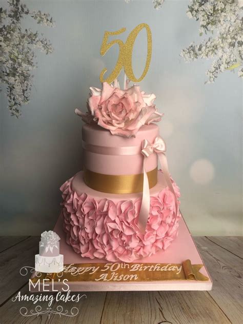 50th Birthday Rose Gold Cake 50th Birthday Cakes Gold