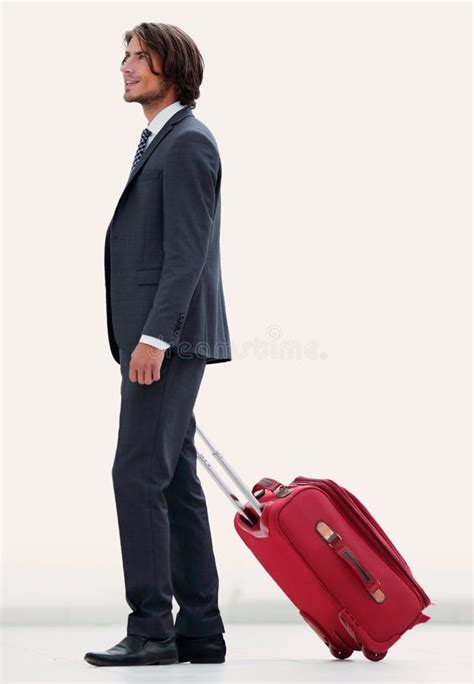 Handsome Businessman With Luggage Stock Image Image Of Costume Male