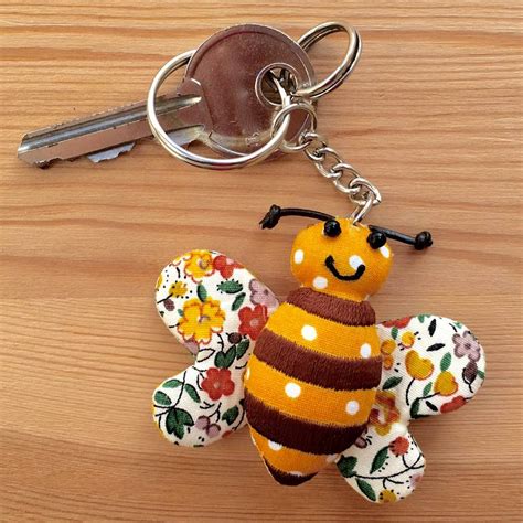 Bumble Bee Patchwork Keyring By Pink Pineapple Home And Ts