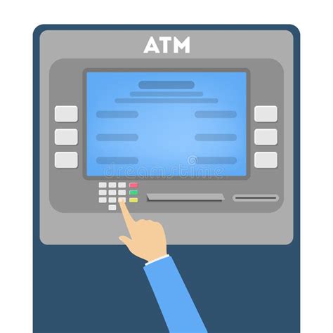 Hand Typing Password Or Pin Code On The Atm Stock Vector Illustration