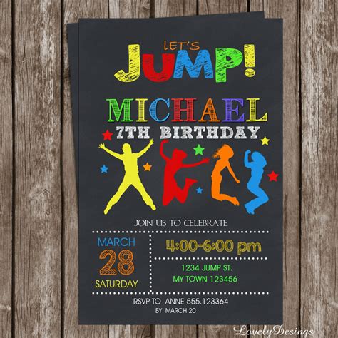 Jump Invitation Birthday Printable Trampoline Invitation Bounce House Invitation Bounce Party