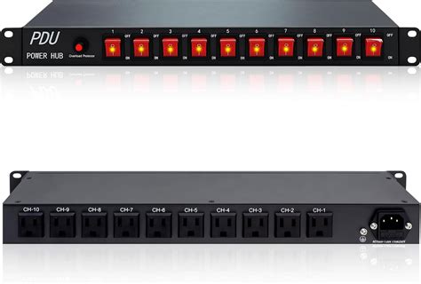 Thepoestore 10 Outlet Horizontal 1u Rack Mount Pdu Power Strip Surge Protection10 Individual