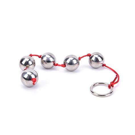 buy stainless steel 5 balls anal beads with ring vaginal balls sex toys metal