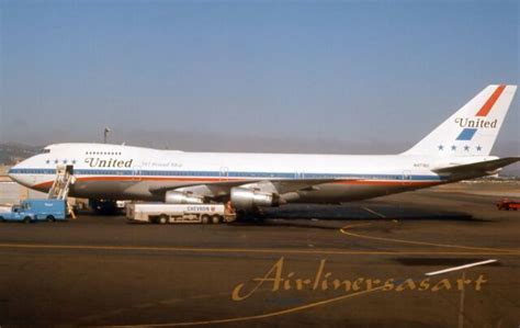 United Airlines Boeing 747 122 N4718u At Sfo In 1975 8x12 Color Print