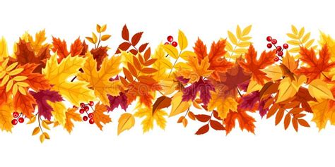 Horizontal Seamless Border With Colorful Autumn Leaves Vector