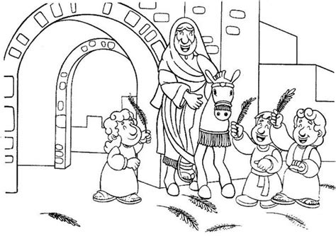 Cartoon Of Jesus Entrance In Palm Sunday Coloring Page Color Luna