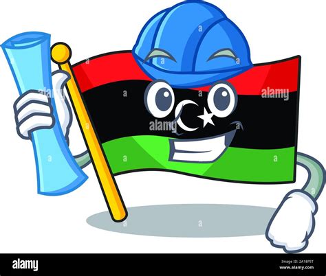 Architect Flag Libya Cartoon Isolated The Mascot Stock Vector Image