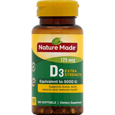 Buy Nature Made Extra Strength Vitamin D3 5000 Iu 125 Mcg Softgels