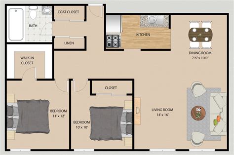 2d Colored Floor Plan Samples Examples With Furniture Options