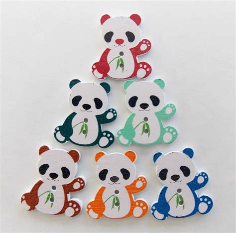Panda Buttons Wooden Buttons Sewing Supplies Bear Buttons Etsy
