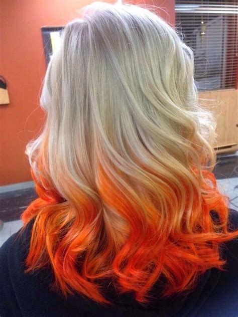 Blonde And Orange Hair Orange Ombre Hair Dip Dye Hair Blonde Orange