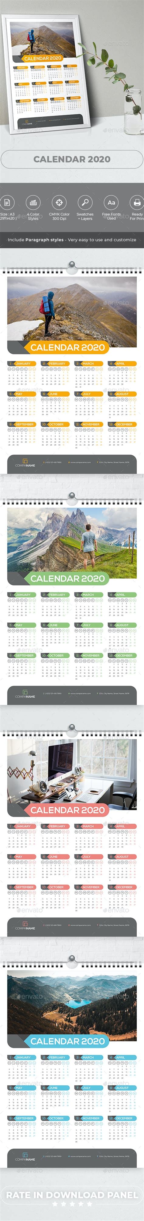 Wall Calendar 2020 By Bourjart Graphicriver