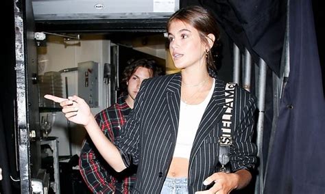 Kaia Gerber Flashes Her Abs In Crop Top And Smart Blazer As She