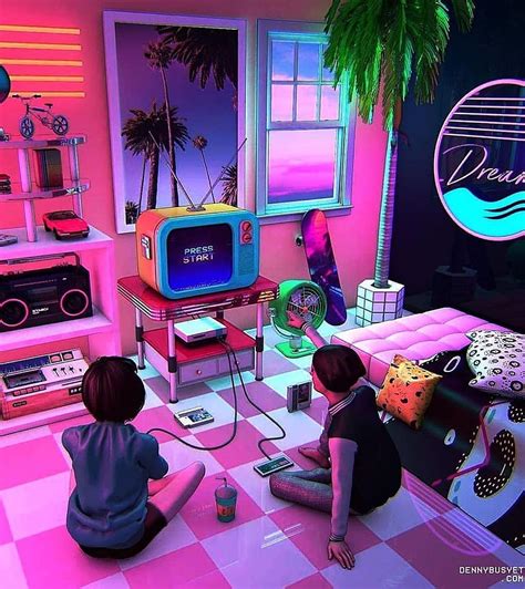 90s 80s Kids Hanging Out With Their Console Neon Beautiful Childhood