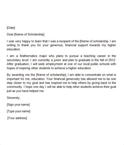Scholarship Thank You Letter 11 Download Documents In Pdf Word