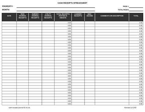 Cash Receipts Journal Template Fillable Printable Pdf And Forms